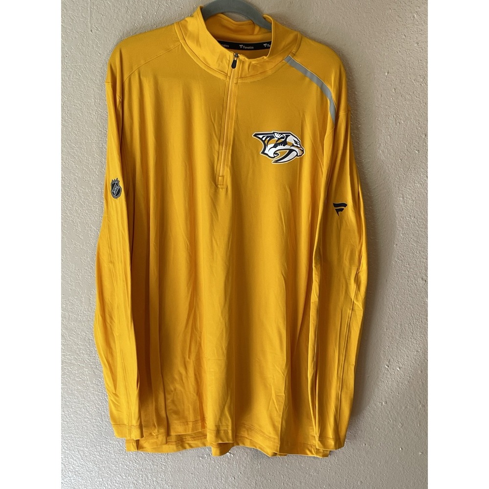 Men's 2XL NWOT Nashville Predators Fanatics Authentic Pro 1/4 Zip Jacket Yellow‎